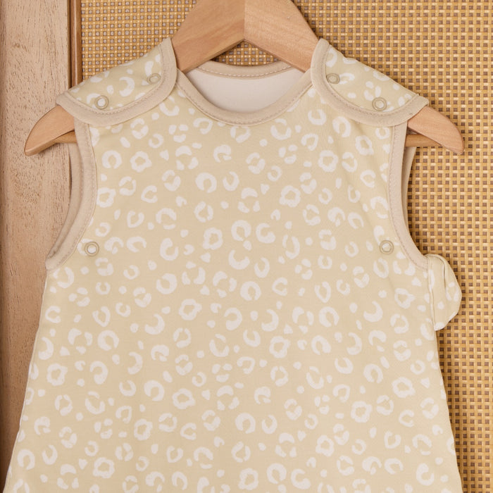 Close-up of Love Cats baby sleep bag showing delicate pattern and fine stitching, made for softness and breathable comfort