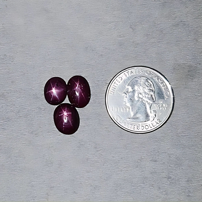 17.45cts Natural Untreated Star Ruby Gemstone Oval Shape Cabochon 10*8mm - 11*8mm 3pcs