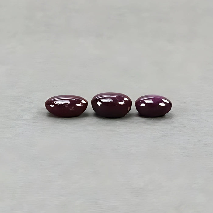 17.45cts Natural Untreated Star Ruby Gemstone Oval Shape Cabochon 10*8mm - 11*8mm 3pcs