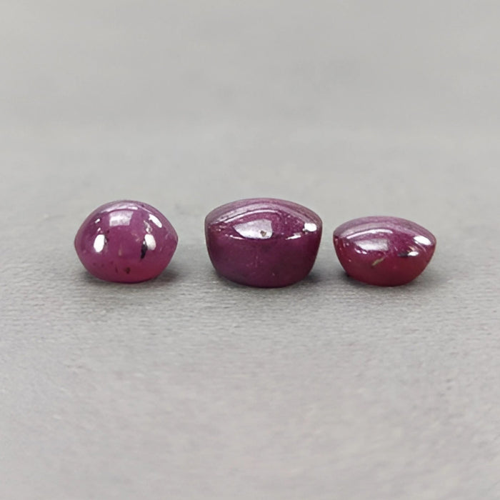 18.25cts Natural Untreated Star Ruby Gemstone Round Shape Cabochon 9mm - 10mm 3pcs