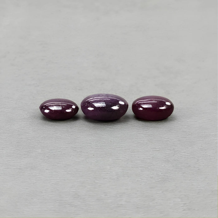 20.45cts Natural Untreated Star Ruby Gemstone Oval Shape Cabochon 10.5*9mm - 13*11mm 3pcs