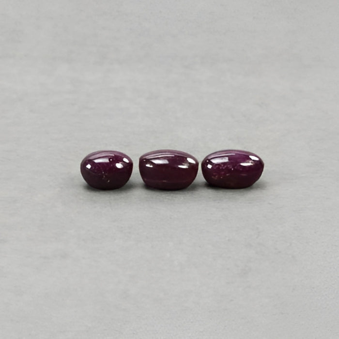 21.50cts Natural Untreated Star Ruby Gemstone Oval Shape Cabochon 10*8mm - 12*8mm 3pcs