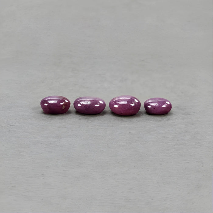 22.20cts Natural Untreated Star Ruby Gemstone Oval Shape Cabochon 10*8mm - 11*9.5mm 4pcs