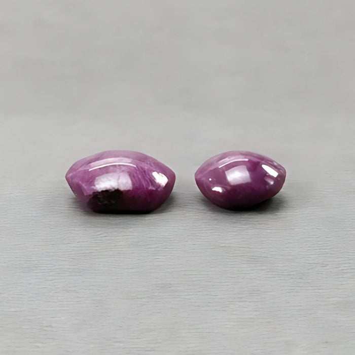 24.35cts Natural Untreated Star Ruby Gemstone Hexagon Shape Cabochon 14*13mm - 14.5*13mm 2pcs