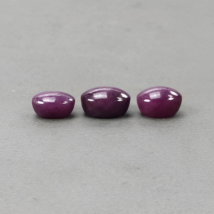31.05cts Natural Untreated Star Ruby Gemstone Oval Shape Cabochon 12*9mm - 14*10.5mm 3pcs