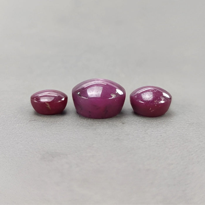41.00cts Natural Untreated Star Ruby Gemstone Round Shape Cabochon 10mm - 15mm 3pcs