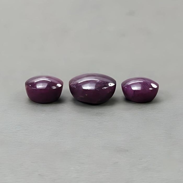 54.70cts Natural Untreated Star Ruby Gemstone Round Shape Cabochon 13mm - 16mm 3pcs