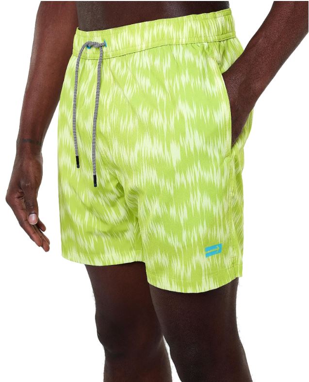 Abstract Soundwaves Swim Trunk Lime