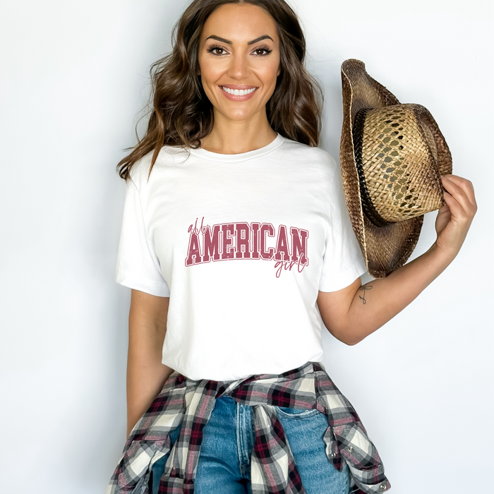 All American Girl Patriotic 4th of July Graphic T-Shirt