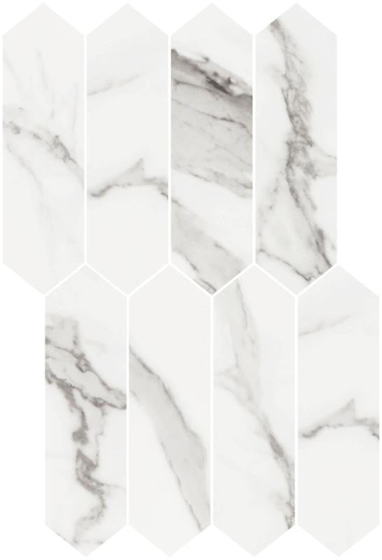 Alps Bianco Polished Picket Porcelain Mosaic Tile 11x18