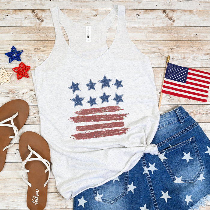 American Flag Stars & Stripes 4th of July Graphic Racerback Tank Top