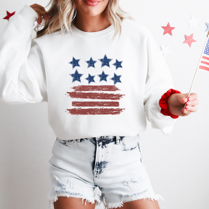 American Flag Stars & Stripes Patriotic 4th of July Crewneck Sweatshirt