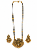 Antique gold-tone mangalsutra set with matching earrings