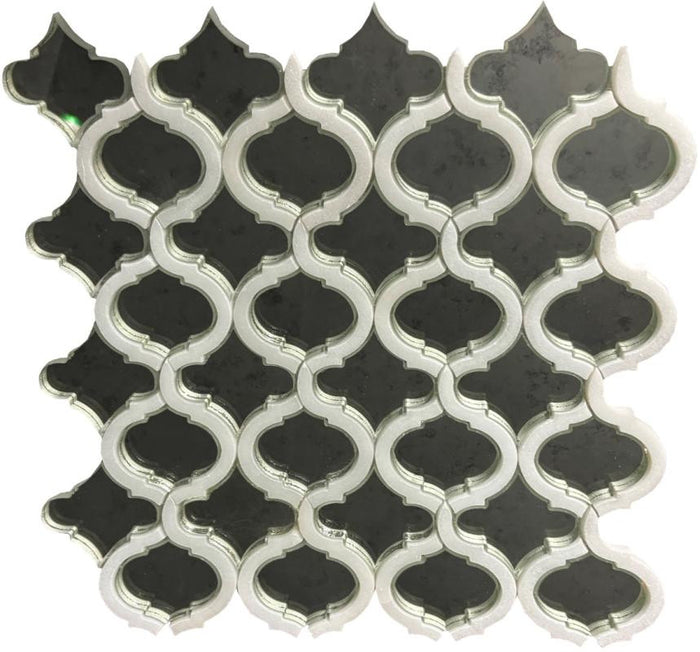 Antique Moroccan Mirror and Marble Mosaic Tile 12x12 Sheet