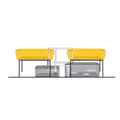A drawing of a yellow AquaParts SS2 Aquaponics Plumbing Kit sump tank with a yellow lid.