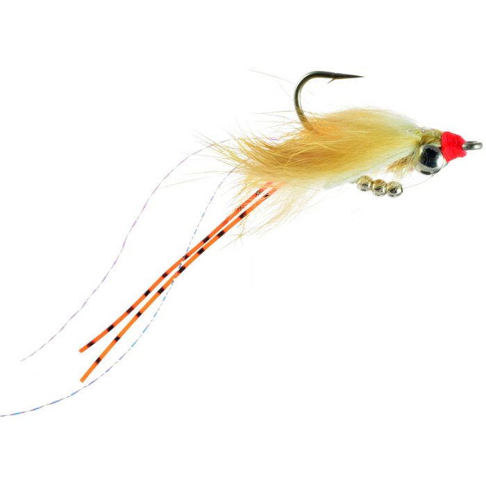 Avalon Permit Fly Tan #2 with silver bead eye and orange striped tail