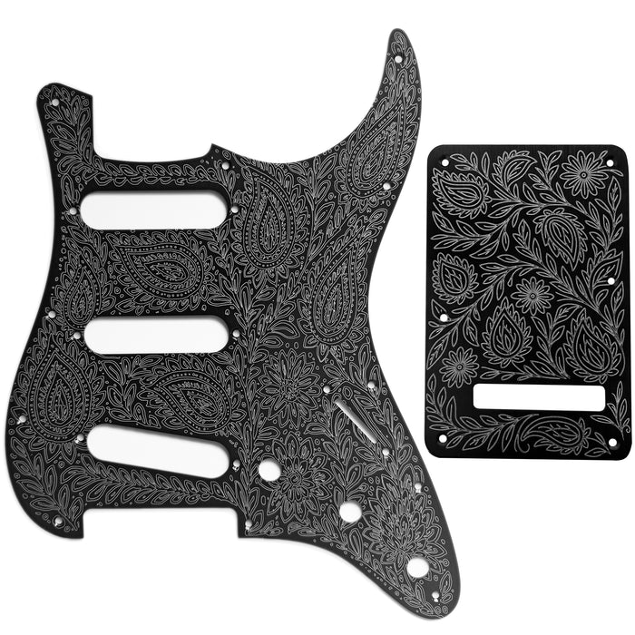 AxLabs Aluminum Etched Paisley Strat-style Pickguard & Back Plate - S/S/S - AxLabs