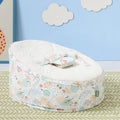 Good Life beanbag in playful nursery setting with patterned base and cream top, designed for cosy comfort and gentle support