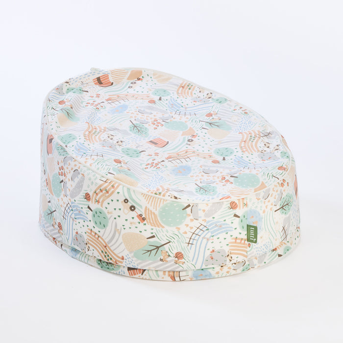 Cutout of Good Life beanbag in full patterned cover, featuring a secure zip base for easy cleaning and longevity