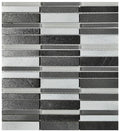 Black and Gray Vertical Basalt Glass Mosaic Tile 12x13 Sheet