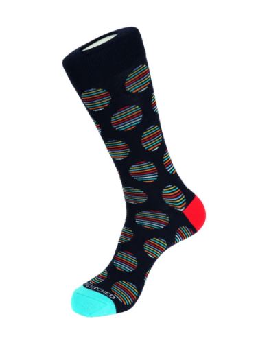 Black Striped Polka Dot Crew Sock