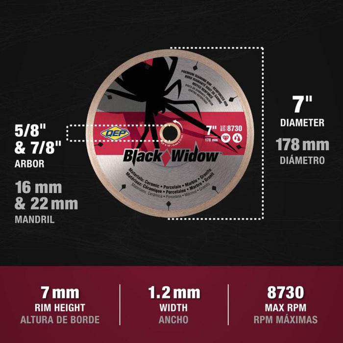 Black Widow 7" Premium NexGen Diamond Tile Blade