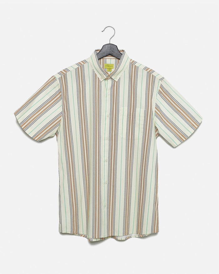 Blanket Weave Stripe Printed Short Sleeve