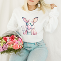 Blowing Bubbles Retro Easter Bunny Women's Crewneck Sweatshirt