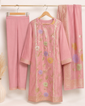 Blush pink embroidered three-piece suit