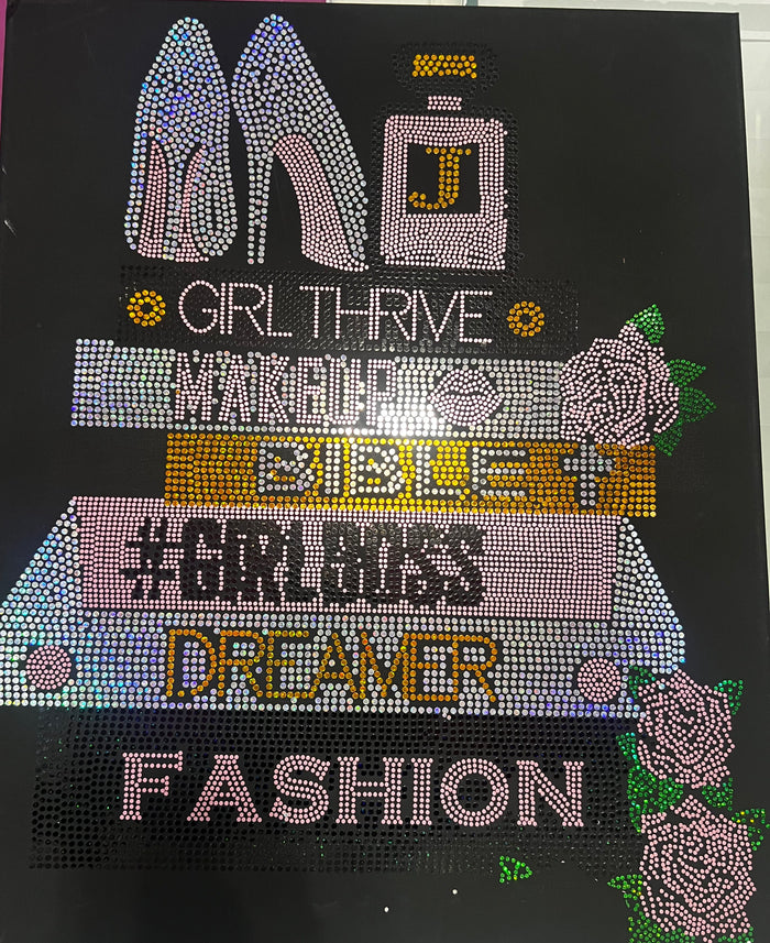 BOOKS CANVAS 16 X 20 BLING TRANSFERS
