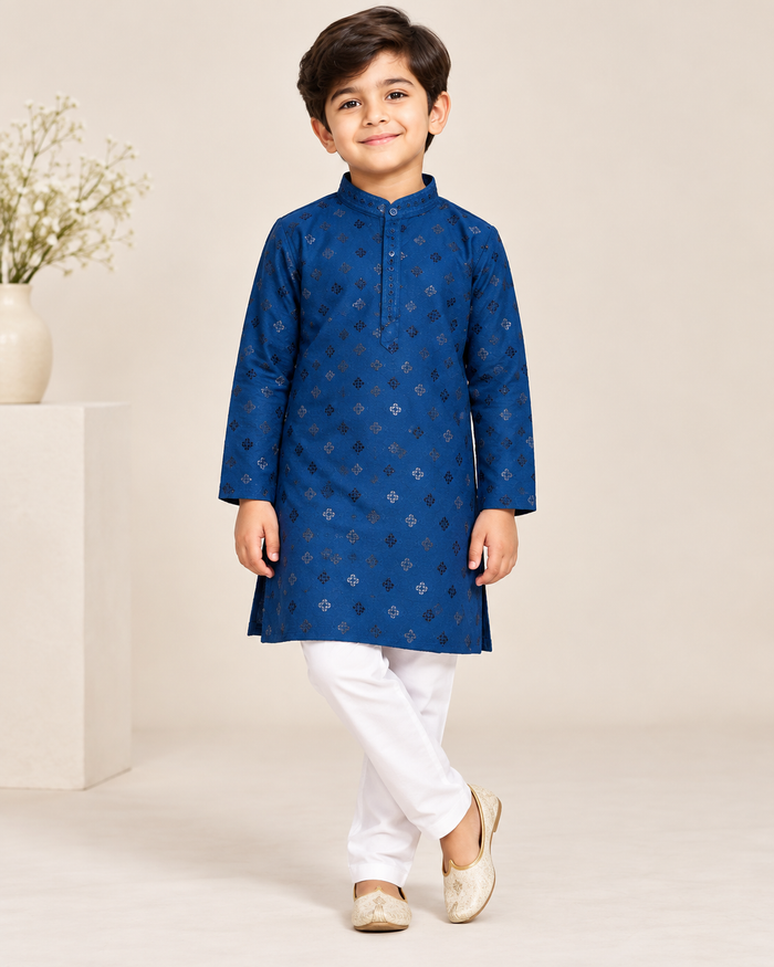 Boys Blue Kurta Pajama Set – Size 5T–6T