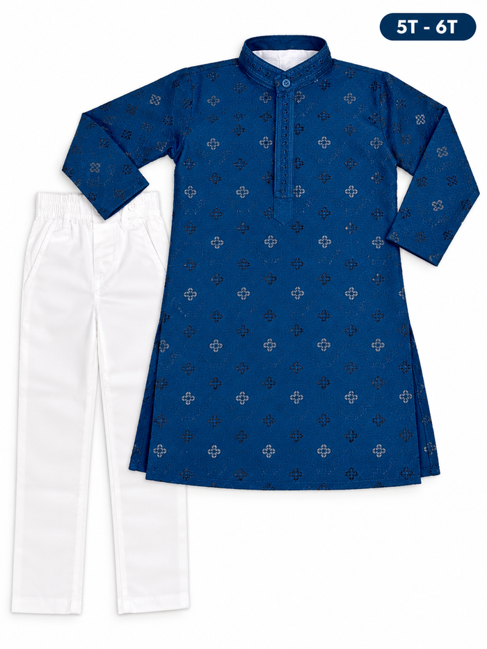 Boys Blue Kurta Pajama Set – Size 5T–6T
