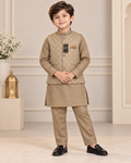 Boys traditional kurta pajama with brocade waistcoat size 4