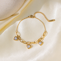 Brazalete Corazones Diamantes Blancos