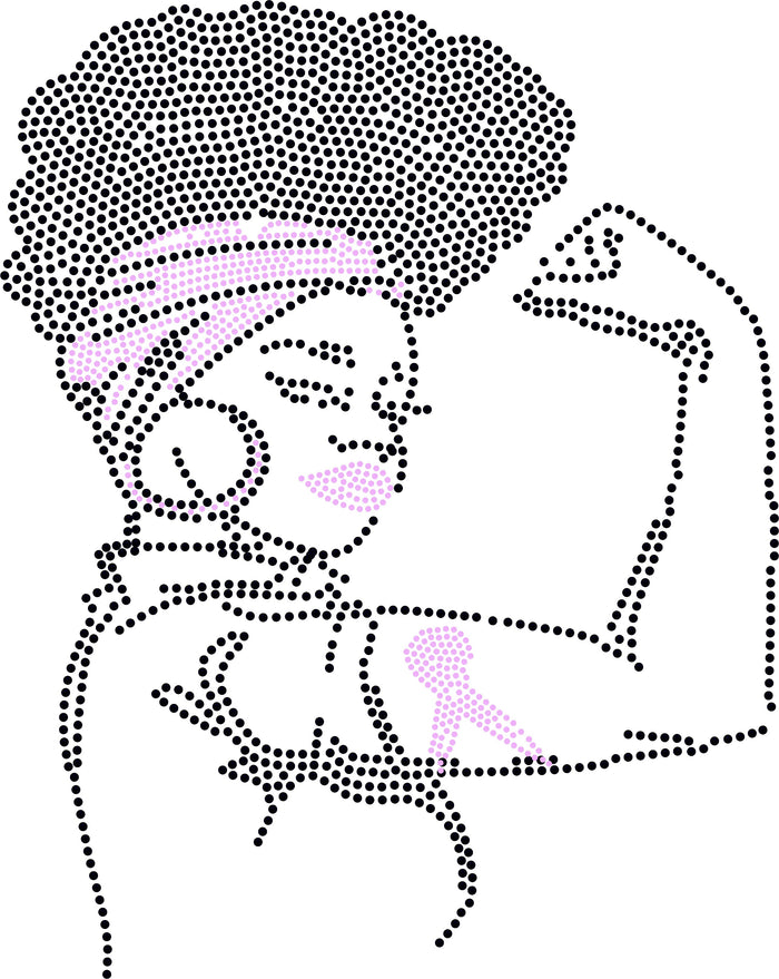 BREAST CANCER Strong Afro Woman BLING TRANSFERS