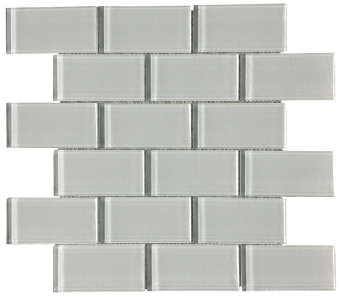 Bright White 2x4 Brick Glass Mosaic Tile 12x12 Sheet
