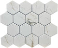 Calacatta Gold 3" Hex Glass Mosaic Tile 12x10 Sheet