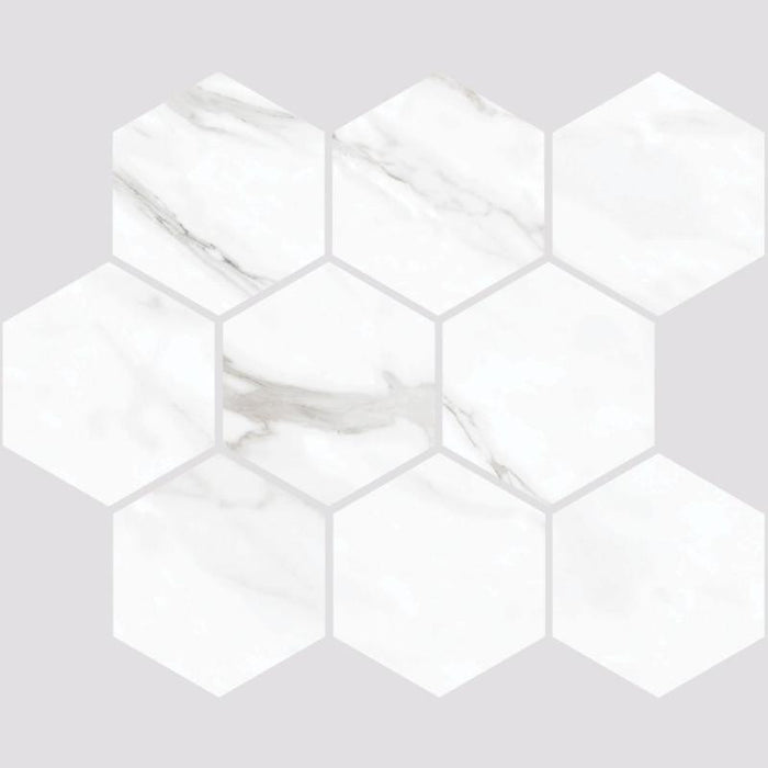 Carenza Bianca 4" Hex Matte Porcelain Mosaic Tile 12x12 Sheet