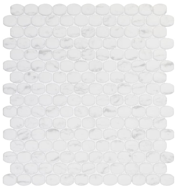 Carrara Barrel Glass Mosaic Tile 12x12 Sheet