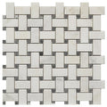 Carrara Basketweave Grey Dot 12x12 Marble Mosaic Tile