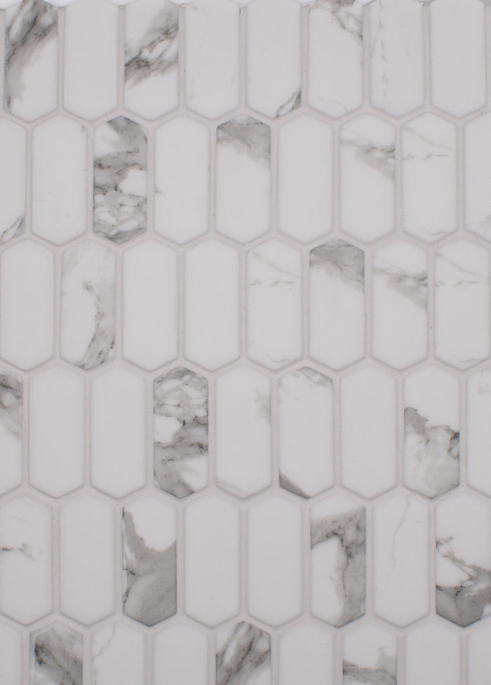 Grouted grey and white tile