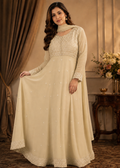 Champagne embroidered Anarkali set with dupatta