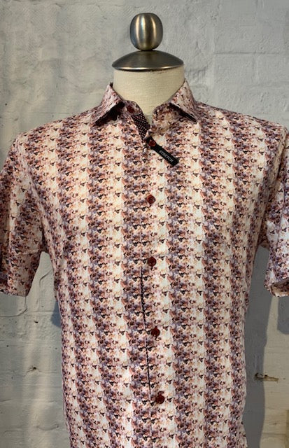 Champagne S/S Floral Button Up