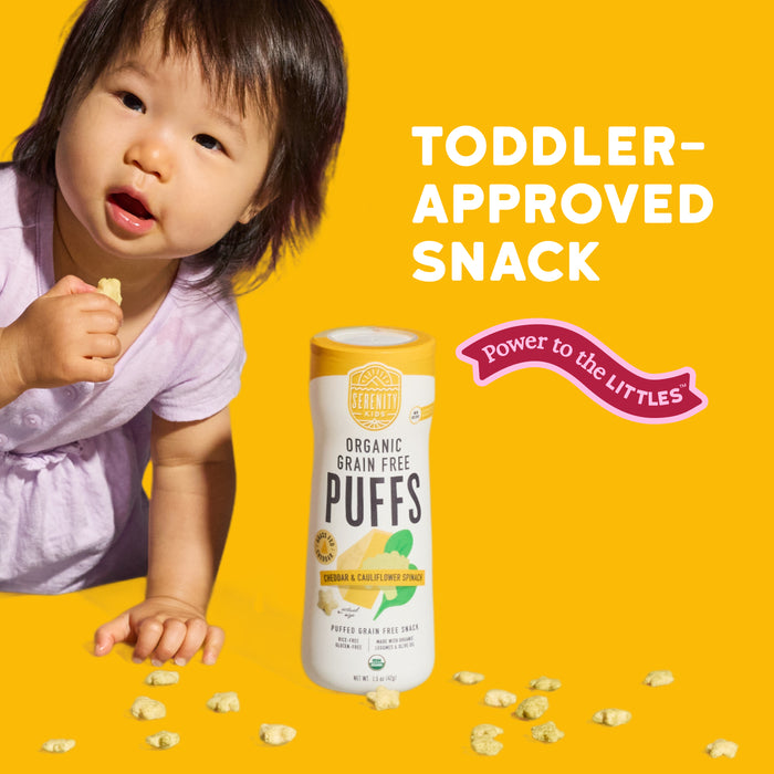 Cheddar Cauliflower Spinach Organic Grain Free Puffs, No Sugar