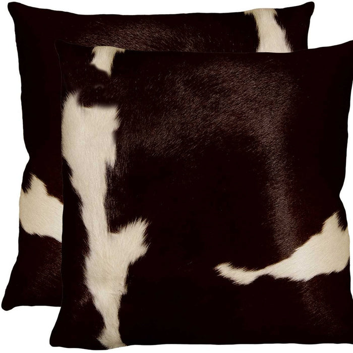 Chocolate & White Cowhide Pillow Set