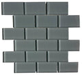 Clear Grey 2x4 Brick Glass Mosaic 12x12 Sheet