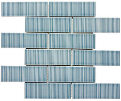 Coastal Hues Blue 2x6 Glass Mosaic Tile 12x12 Sheet