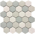 Coastal Hues Sea 2" Hex Glass Mosaic Tile 12x12 Sheet