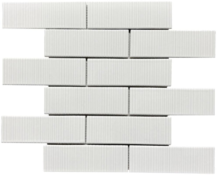 Coastal Hues White 2x6 Glass Mosaic Tile 12x12 Sheet