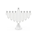 The Coluna Menorah Carrara Marble & Silver by Anna New York features a striking geometric, wavy design with eight silver branches set atop a smooth Italian Carrara marble base. Photographed against a plain white background, this modern menorah seamlessly blends contemporary style with timeless elegance.